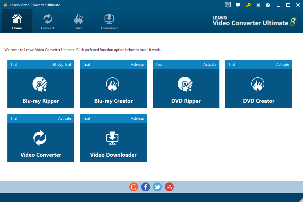 The main window of Leawo Video Converter Ultimate 8.0