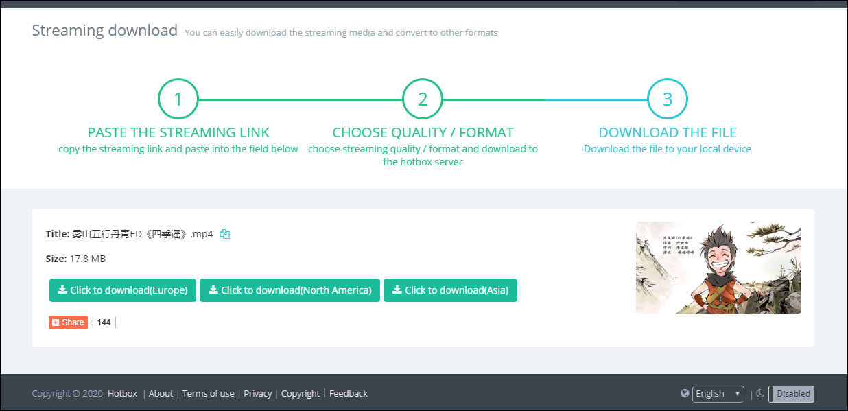 choose one node and download the file on Hotbox.fun