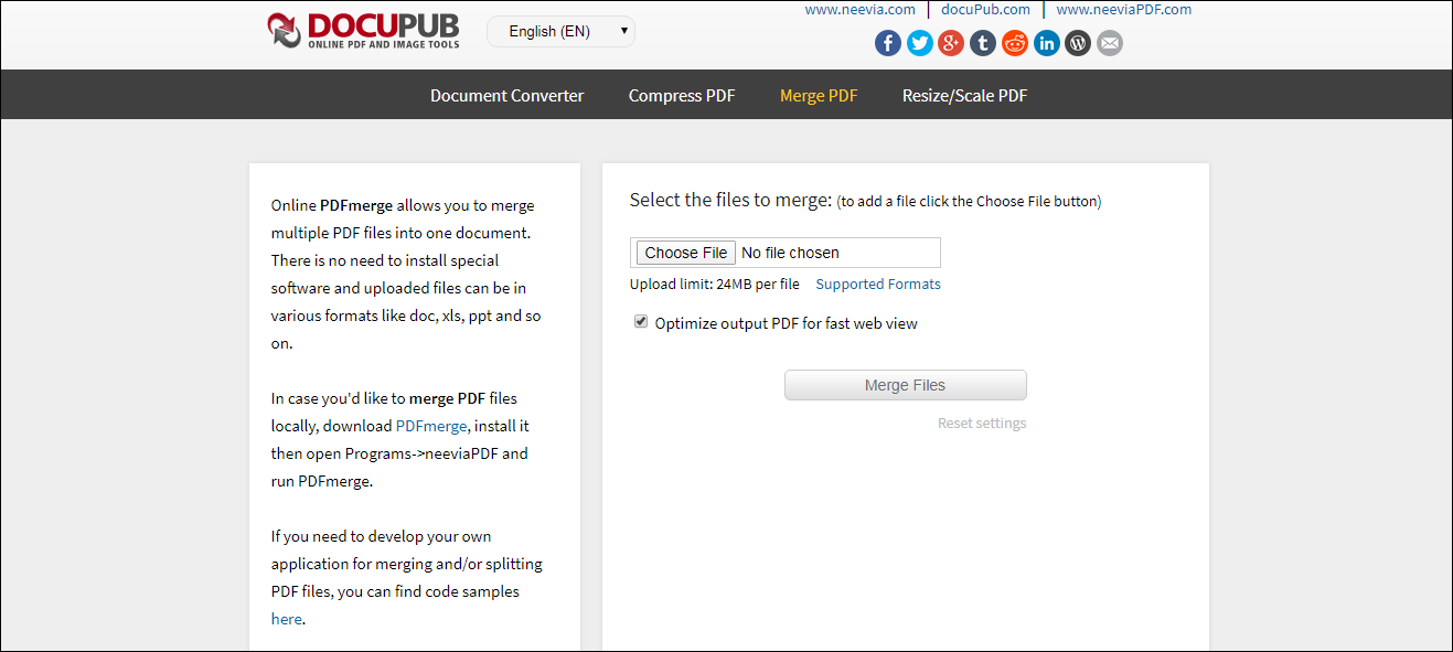 Merge PDFs with DocuPub