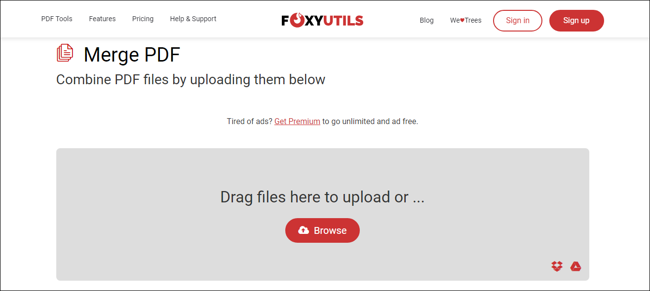Merge PDFs with FoxyUtils