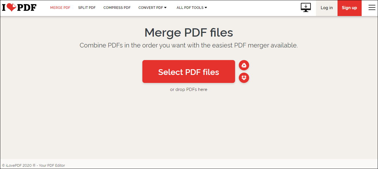 Merge PDFs with ILOVEPDF