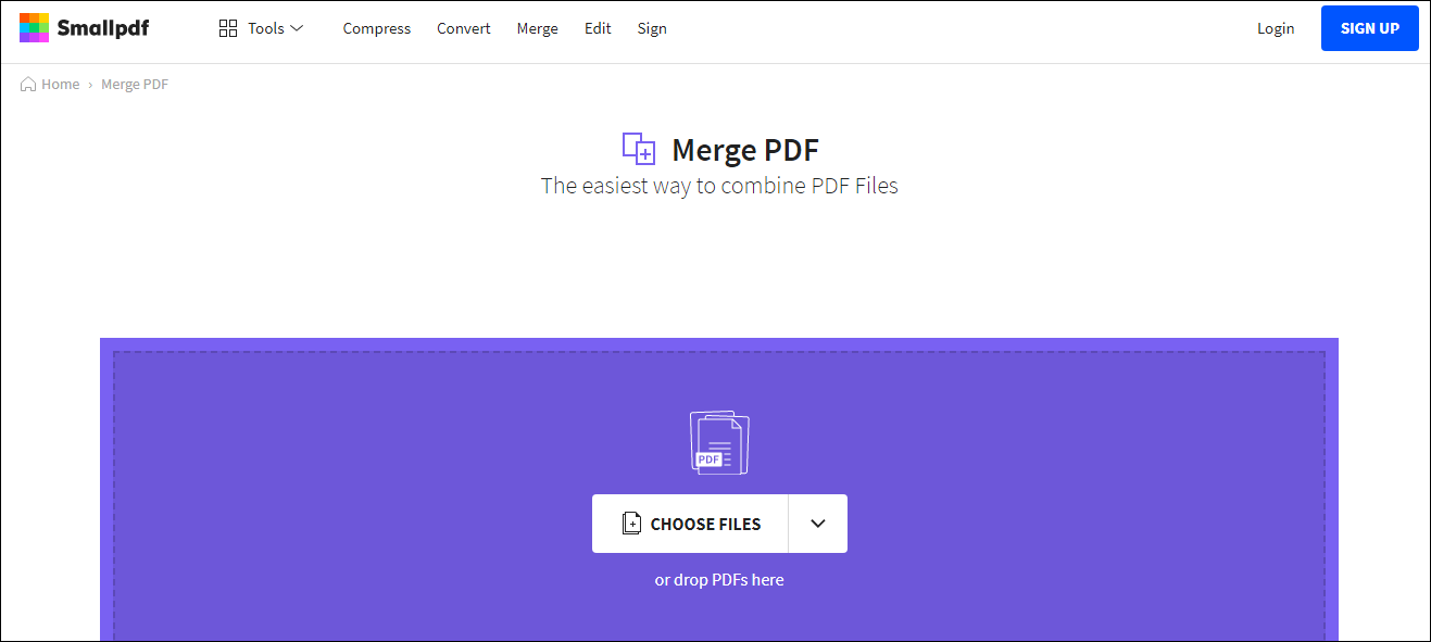 Merge PDFs with Smallpdf