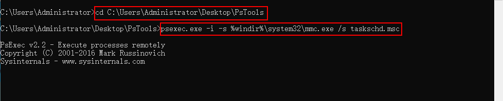 Use PsExec to launch Task Scheduler