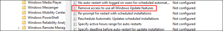 Open "Specify Intranet Microsoft update service location" in Group Policy