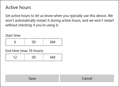 Set active hours