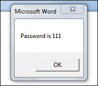 The password is found and shows up in the dialog