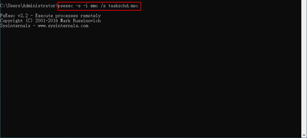 Use PsExec to open Task Scheduler
