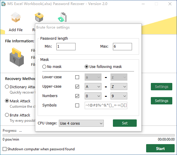 Configure the settings of mask attack mode