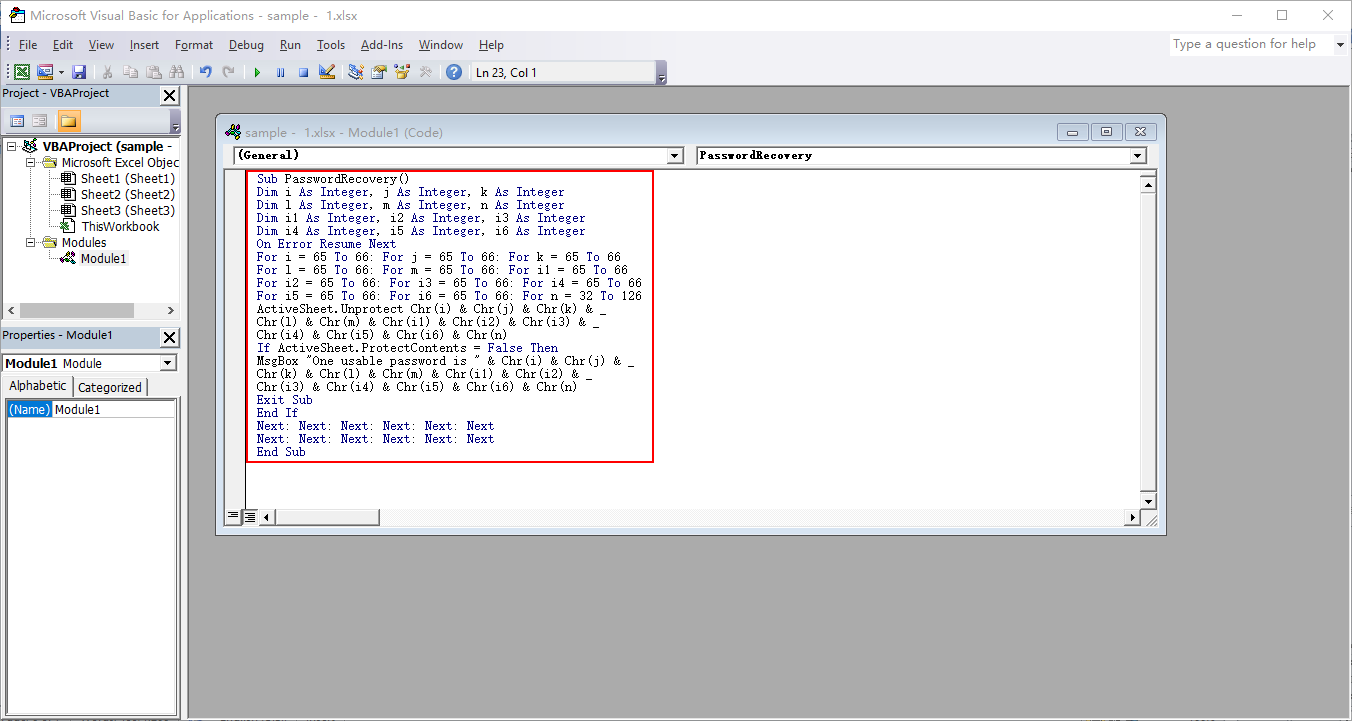 Copy and paste the VBA code for unprotecting the worksheet