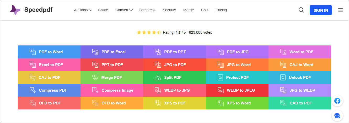 Convert WebP to PNG or JPEG using Speedpdf