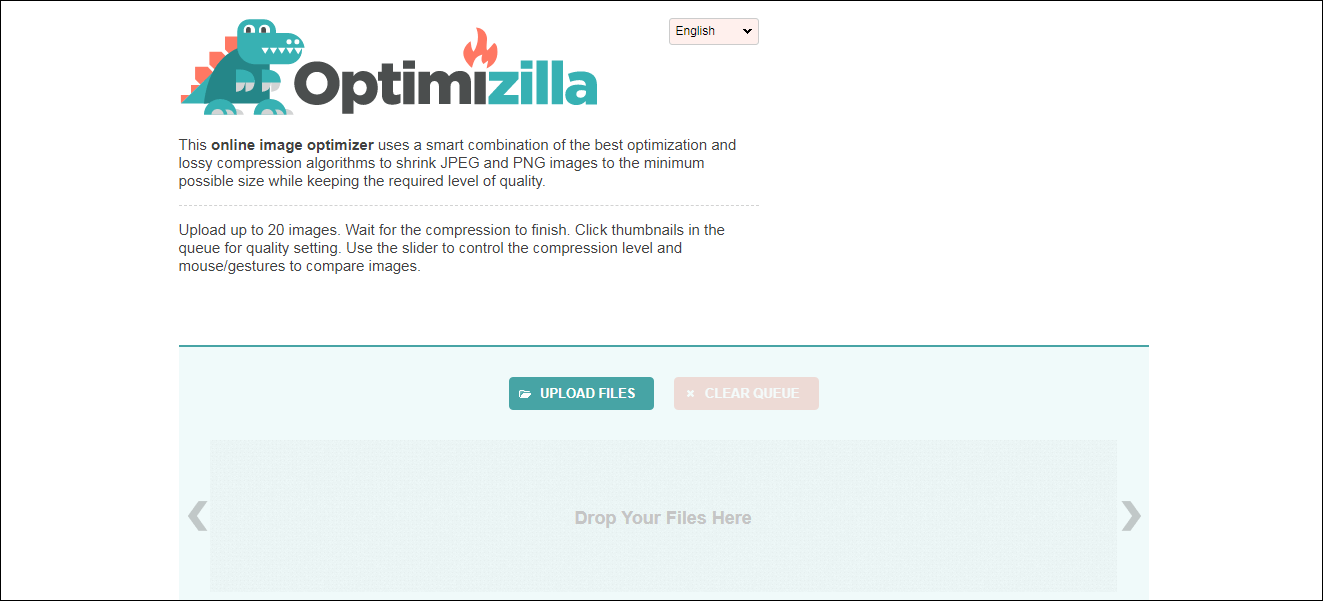 Compress images with Optimizilla