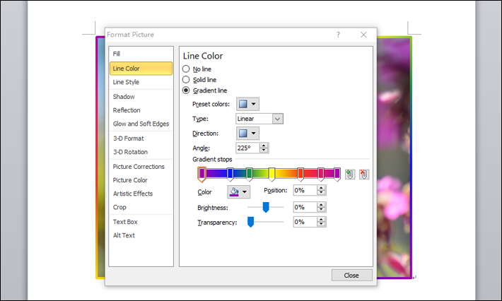 Select "Gradient line"