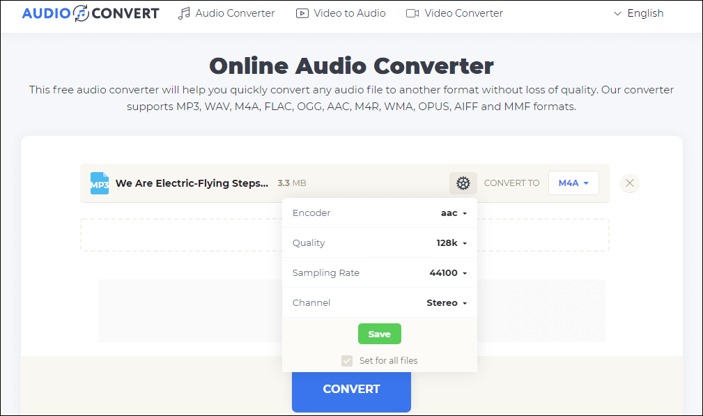 The settings of Audio-Convert