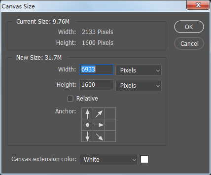 The "Canvas Size" dialog