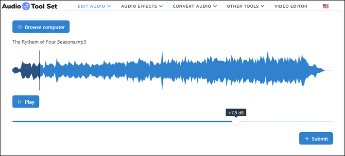 Raise the volume while the audio file is playing