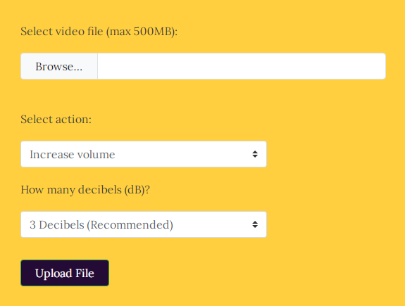 Raise the volume of the video file using VideoLouder