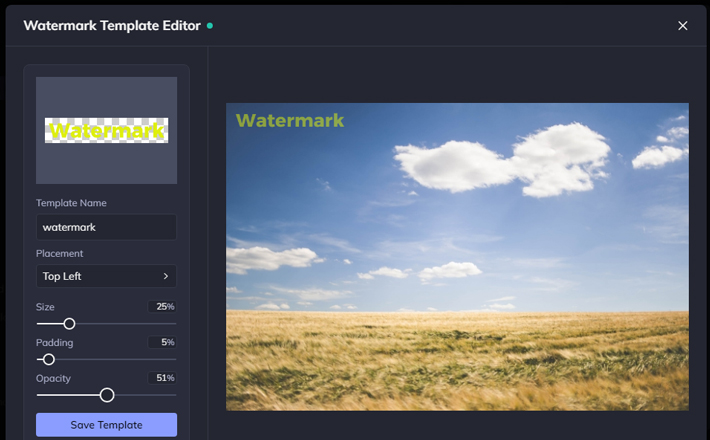 Add an image watermark to a photo in "Watermark Template Editor"