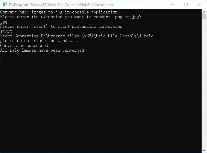 Convert HEIC to JPG and PNG using Vertexshare Command Line Converter