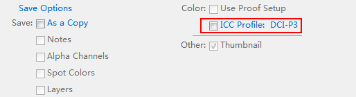 Uncheck the ICC Profile box